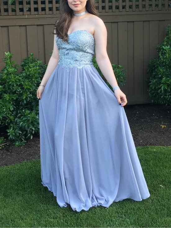 Dresses & Skirts - Strapless Grey-Blue Prom Evening Gown with Sweatheart Neckline and Corset Back